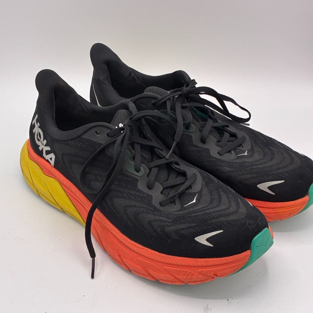 Hoka One One Arahi 6 Mens Size 11.5 D Black Flame Running Shoes 1123194 BFLM